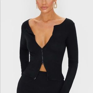 PLT Double Zip Black Top Never Worn NWT